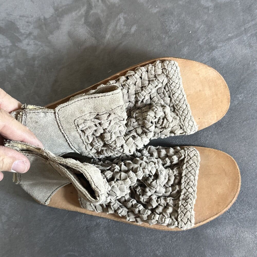 7 M Free People Suede Gladiator Sandals Taupe 37 EUR Womens Zip